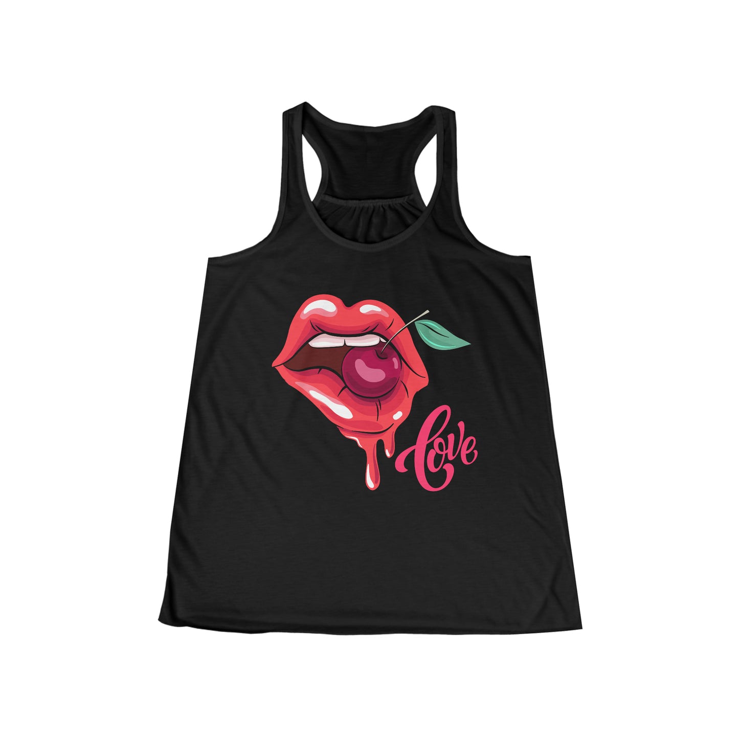Camiseta sin mangas fluida con espalda cruzada para mujer - Labios de amor - 01