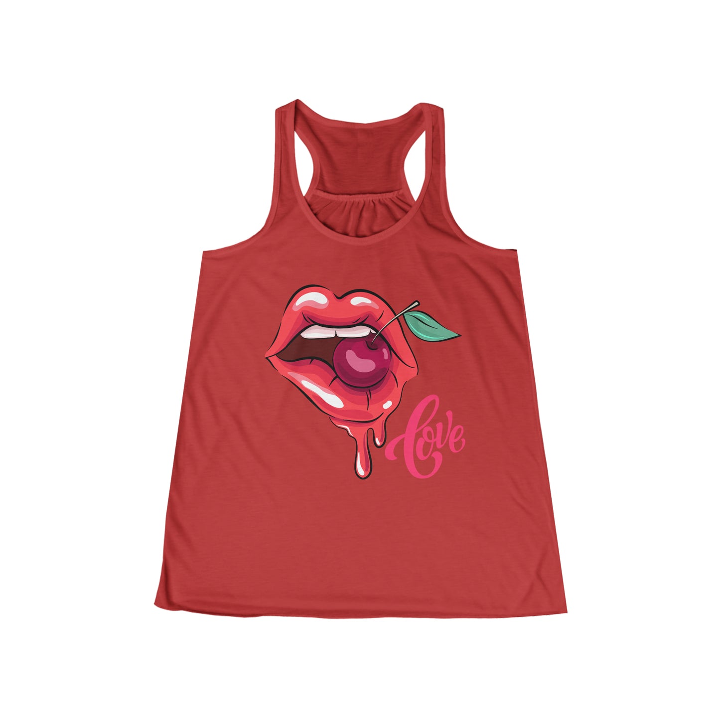 Camiseta sin mangas fluida con espalda cruzada para mujer - Labios de amor - 01