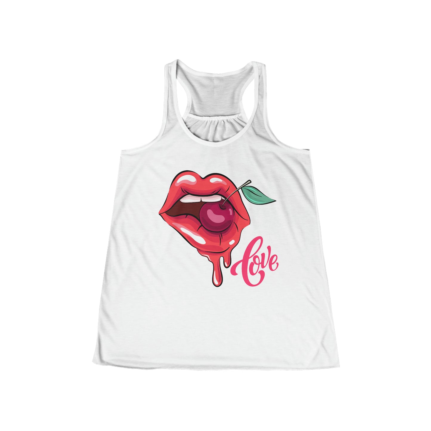 Camiseta sin mangas fluida con espalda cruzada para mujer - Labios de amor - 01