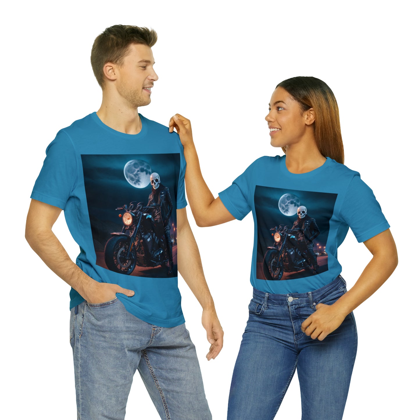 Unisex Jersey Short Sleeve Tee - Halloween Motorcyclist AI - 02