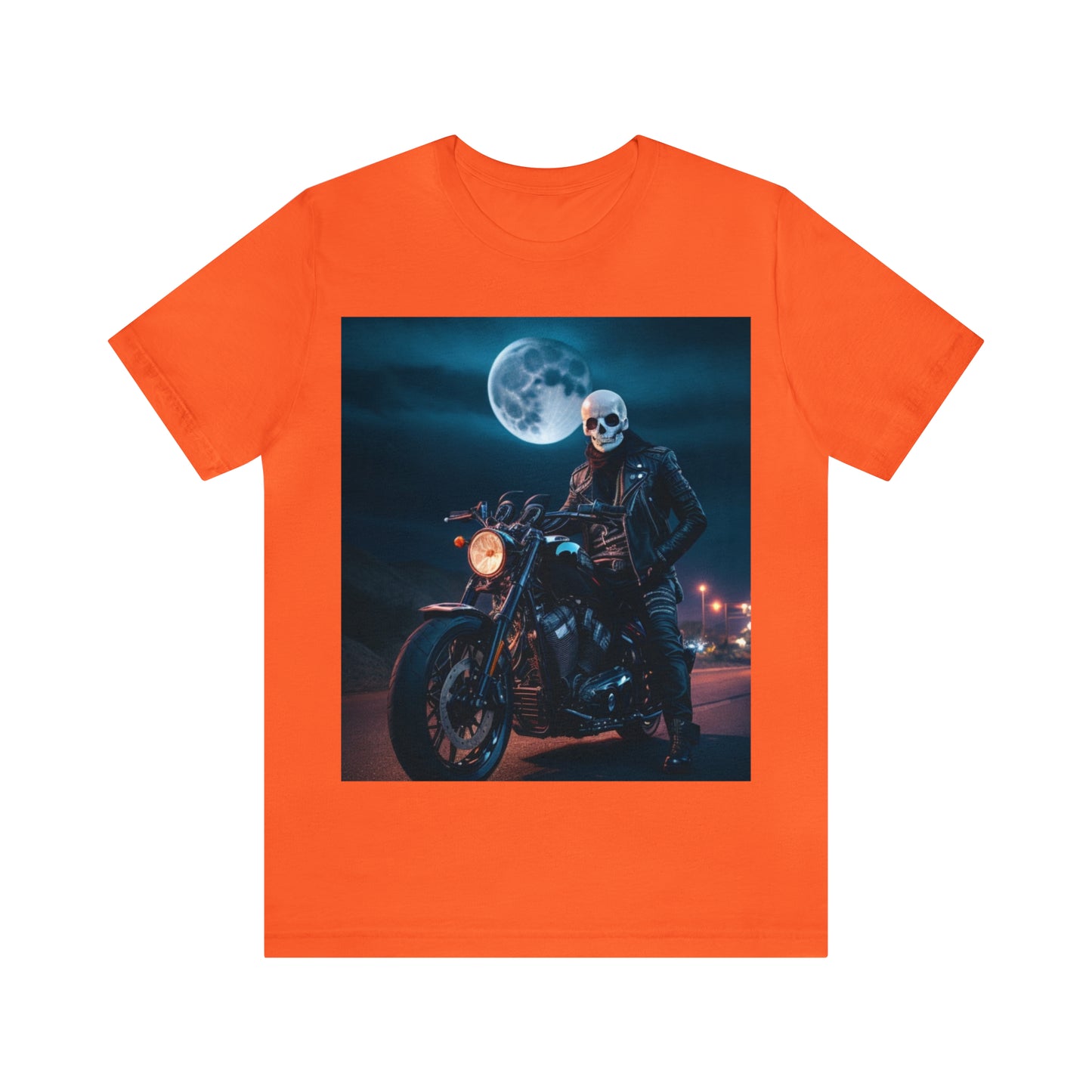 Unisex Jersey Short Sleeve Tee - Halloween Motorcyclist AI - 02