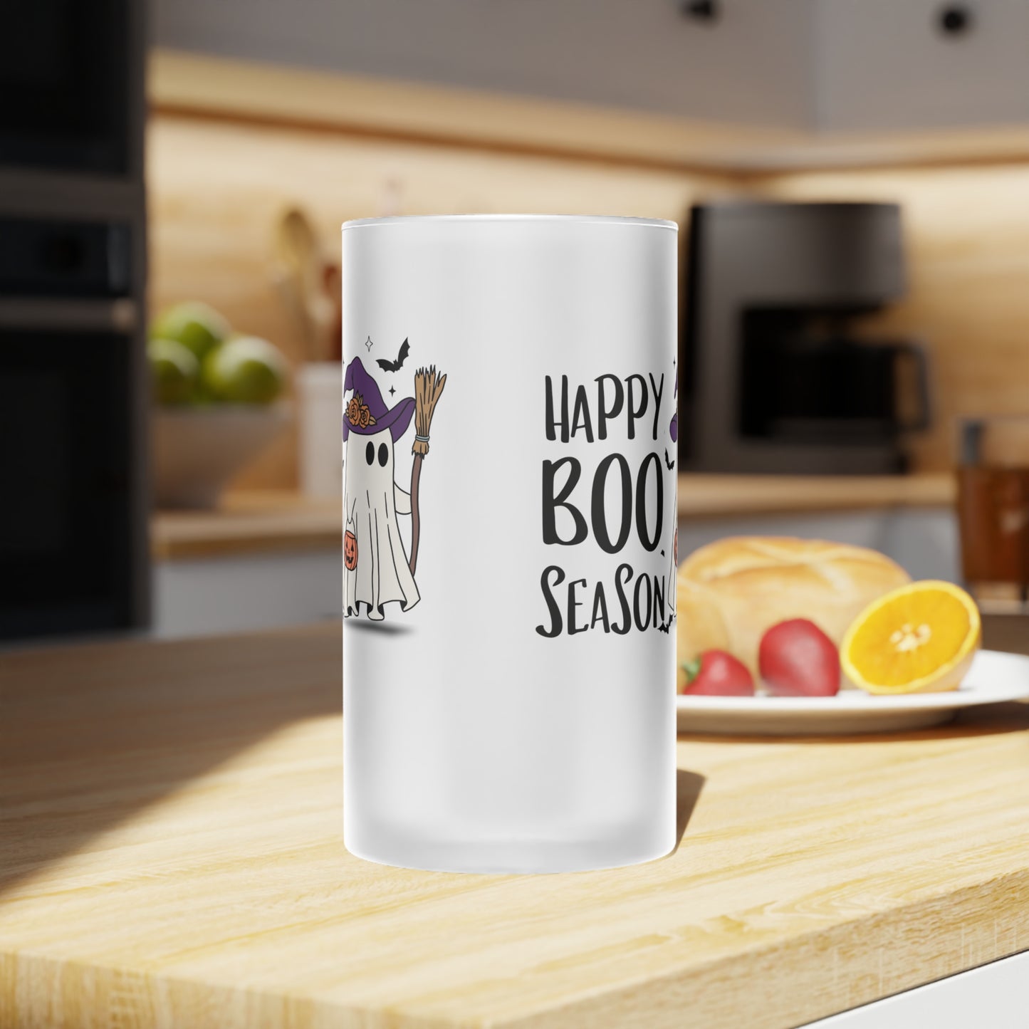 Jarra de Cerveza de Vidrio Esmerilado - Halloween - Pequeño Fantasma - 21