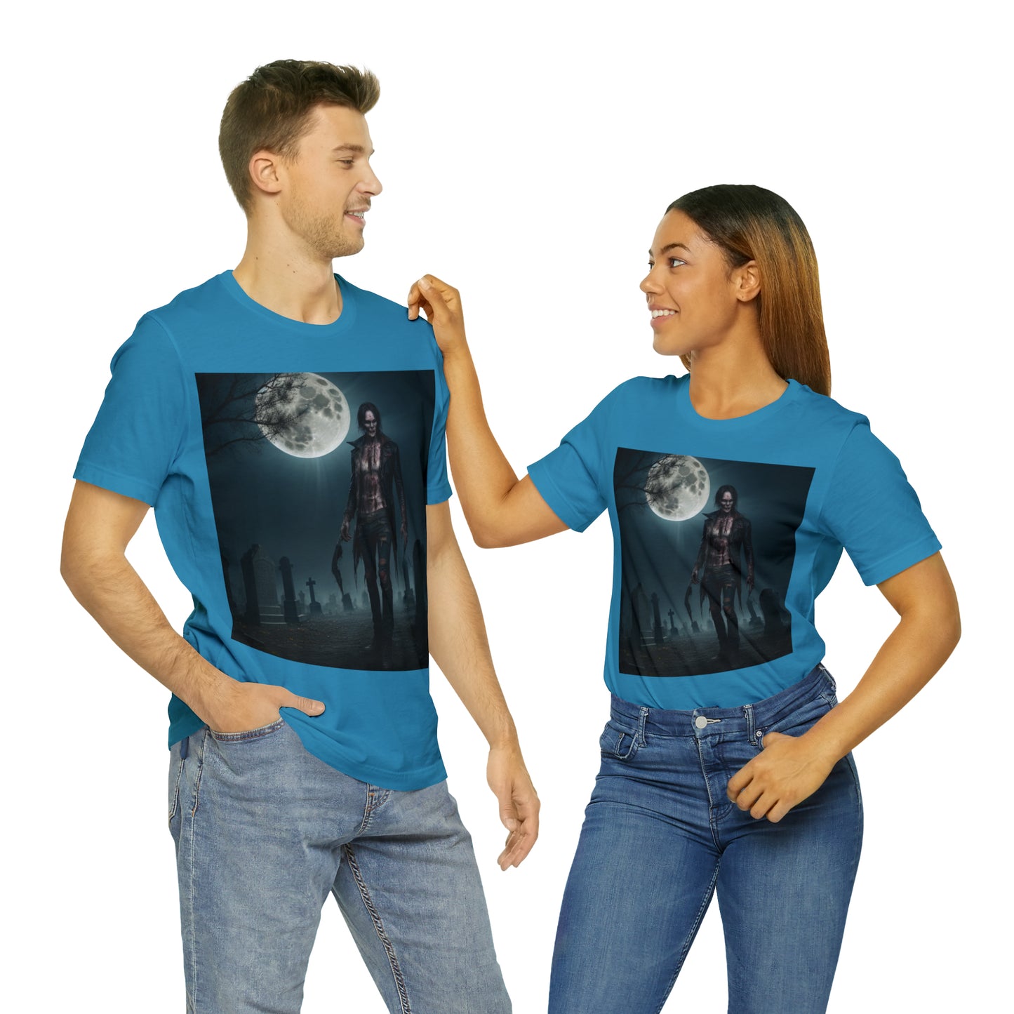 Camiseta de manga corta Unisex Jersey - Halloween Skeleton man AI - 04