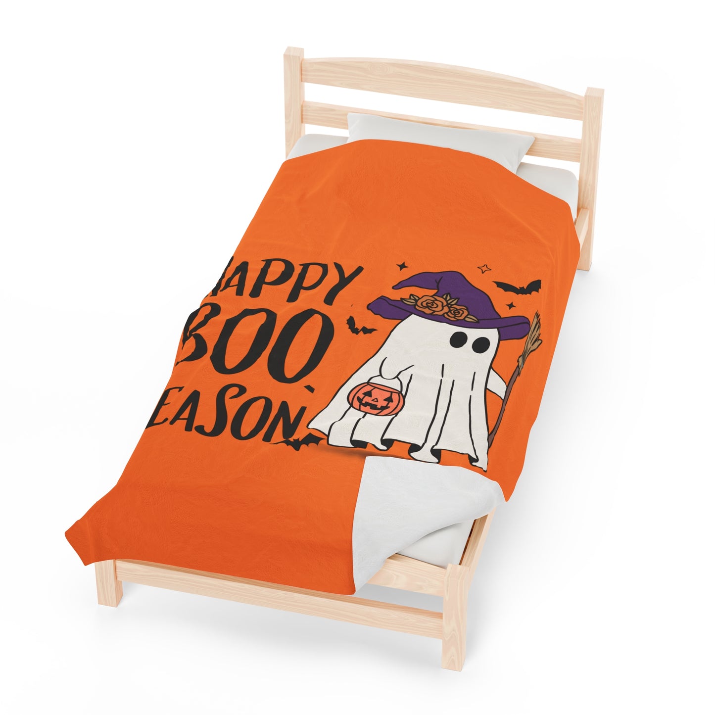 Velveteen Plush Blanket - Halloween - Little Ghost - 21-01