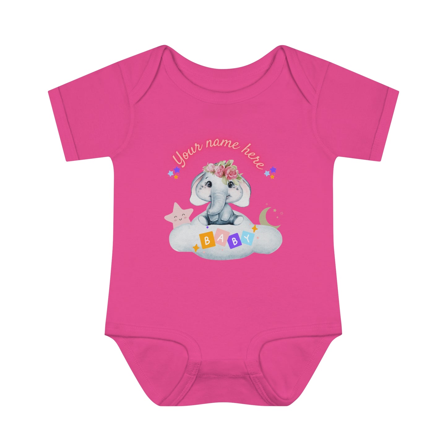 Infant Baby Rib Bodysuit - Baby elephant - Custom - 03