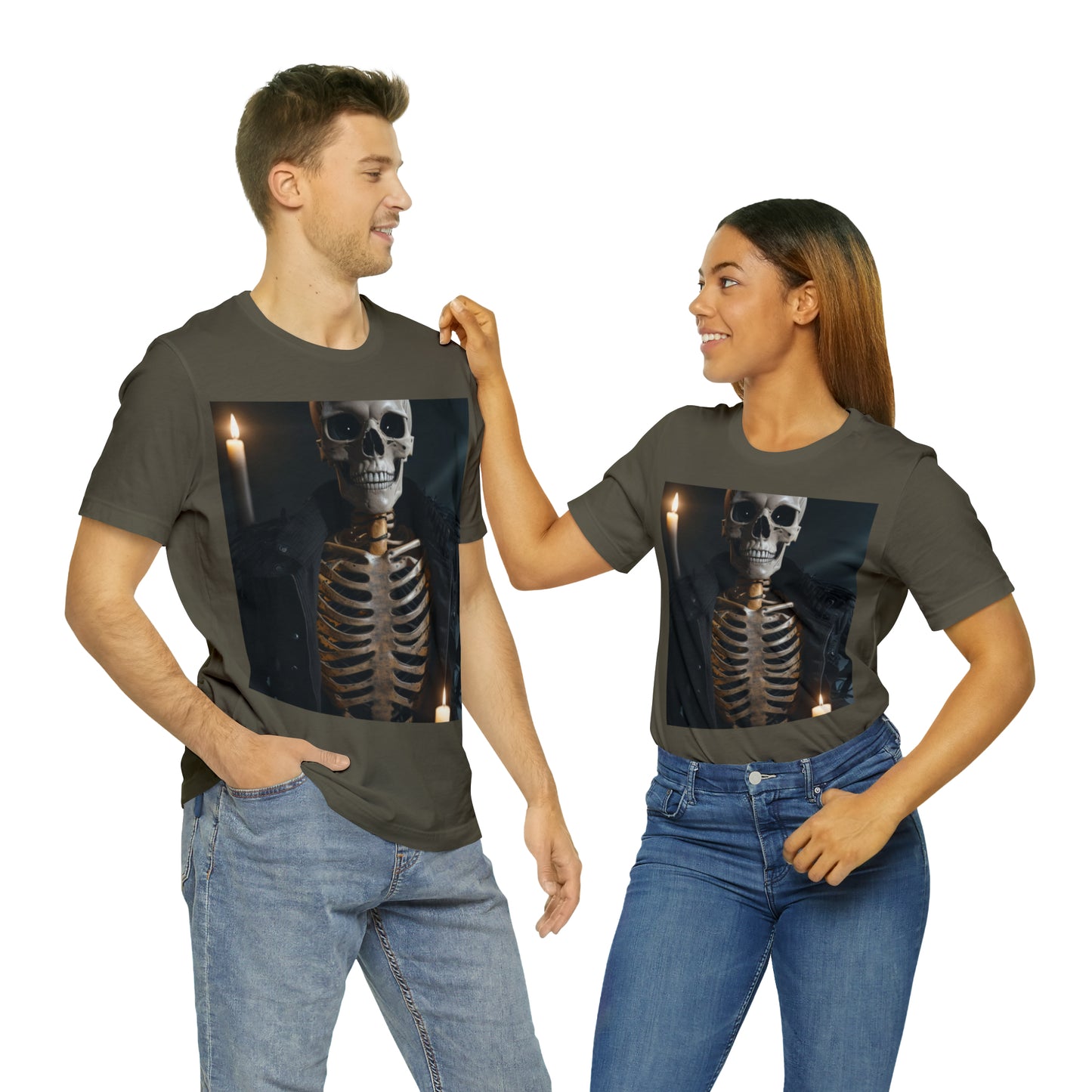 Camiseta de manga corta Unisex Jersey - Halloween Skeleton man AI - 03