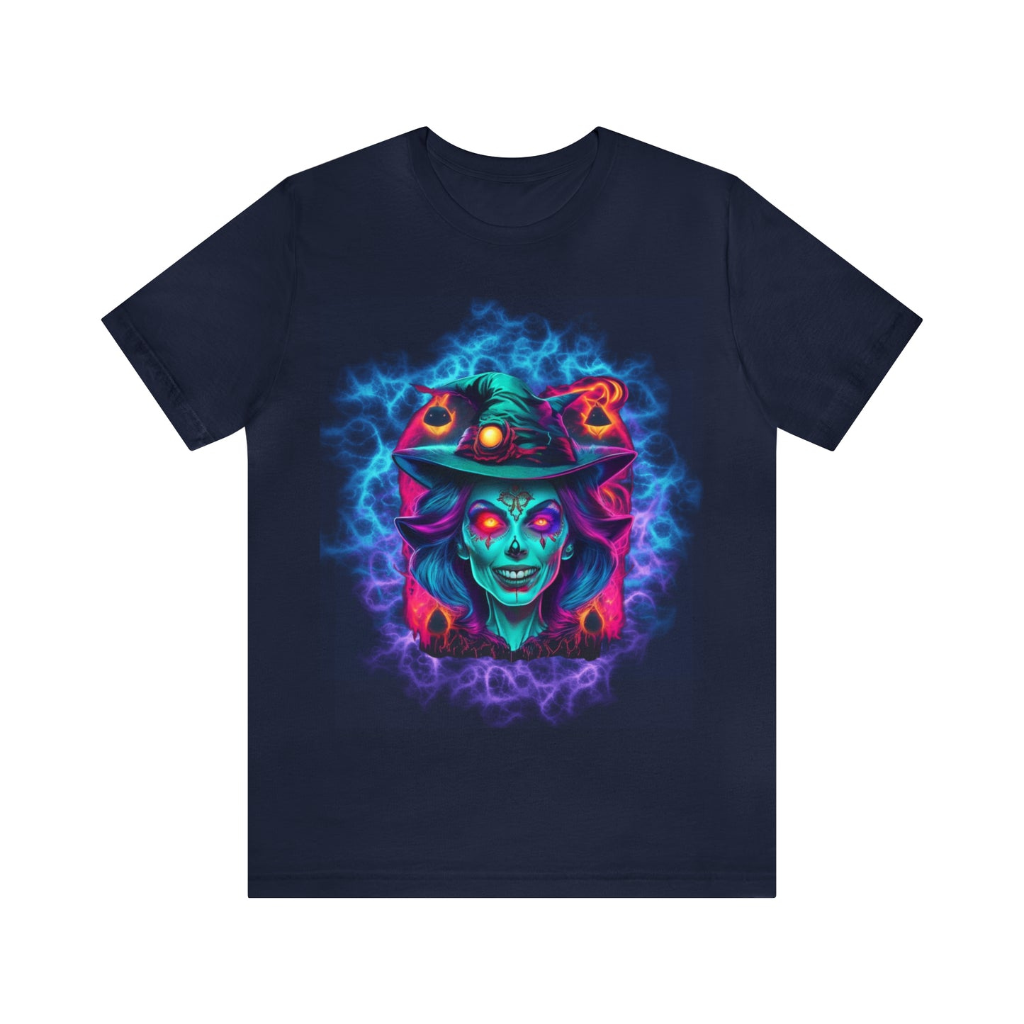 Camiseta de manga corta unisex Jersey - Calaveras de brujas de Halloween - 05
