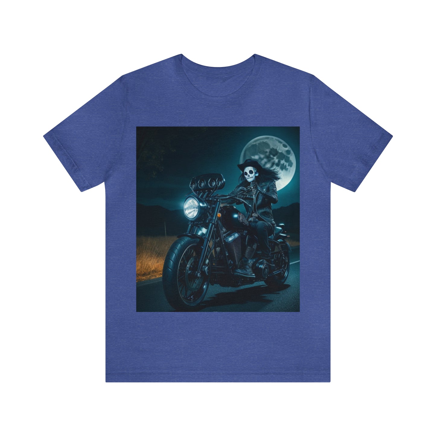 Camiseta de manga corta Unisex Jersey - Motociclista de Halloween AI - 01