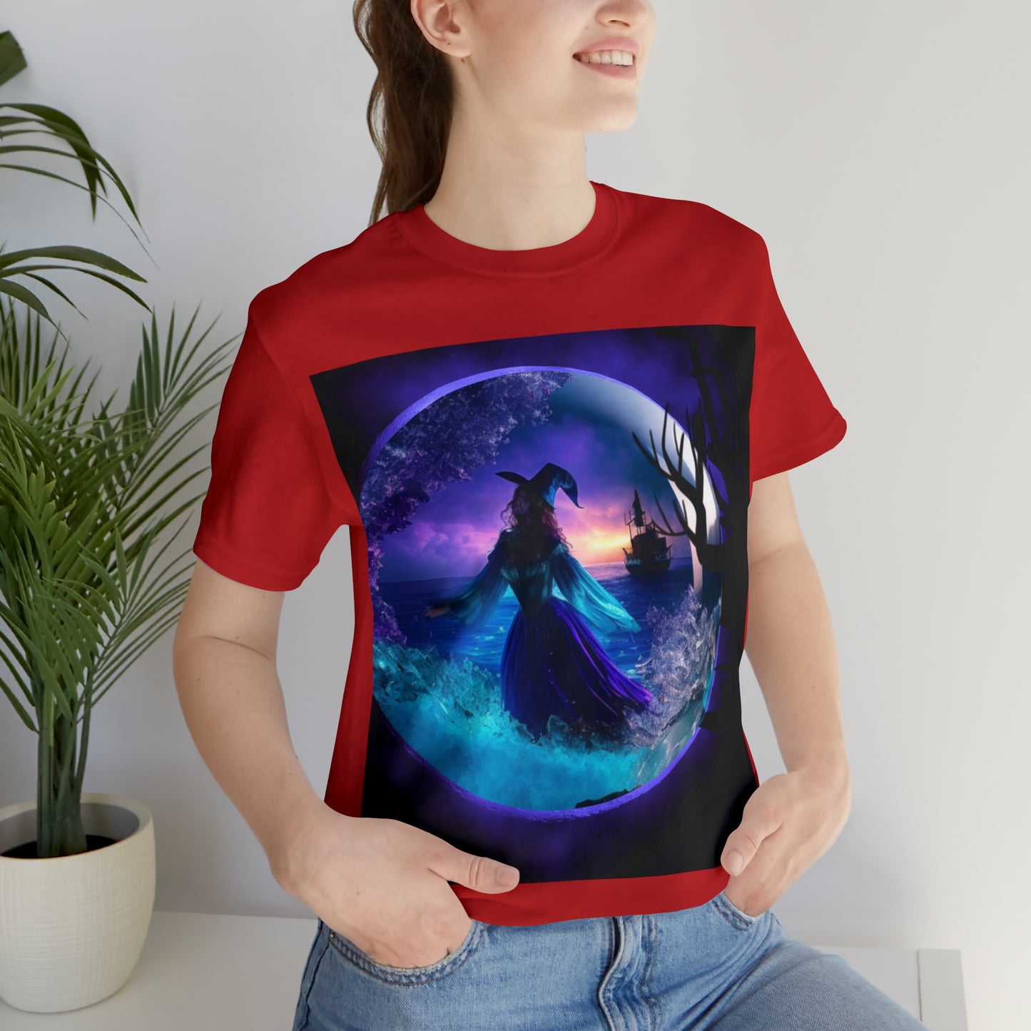 Camiseta de manga corta unisex Jersey - Halloween Witch AI - 02