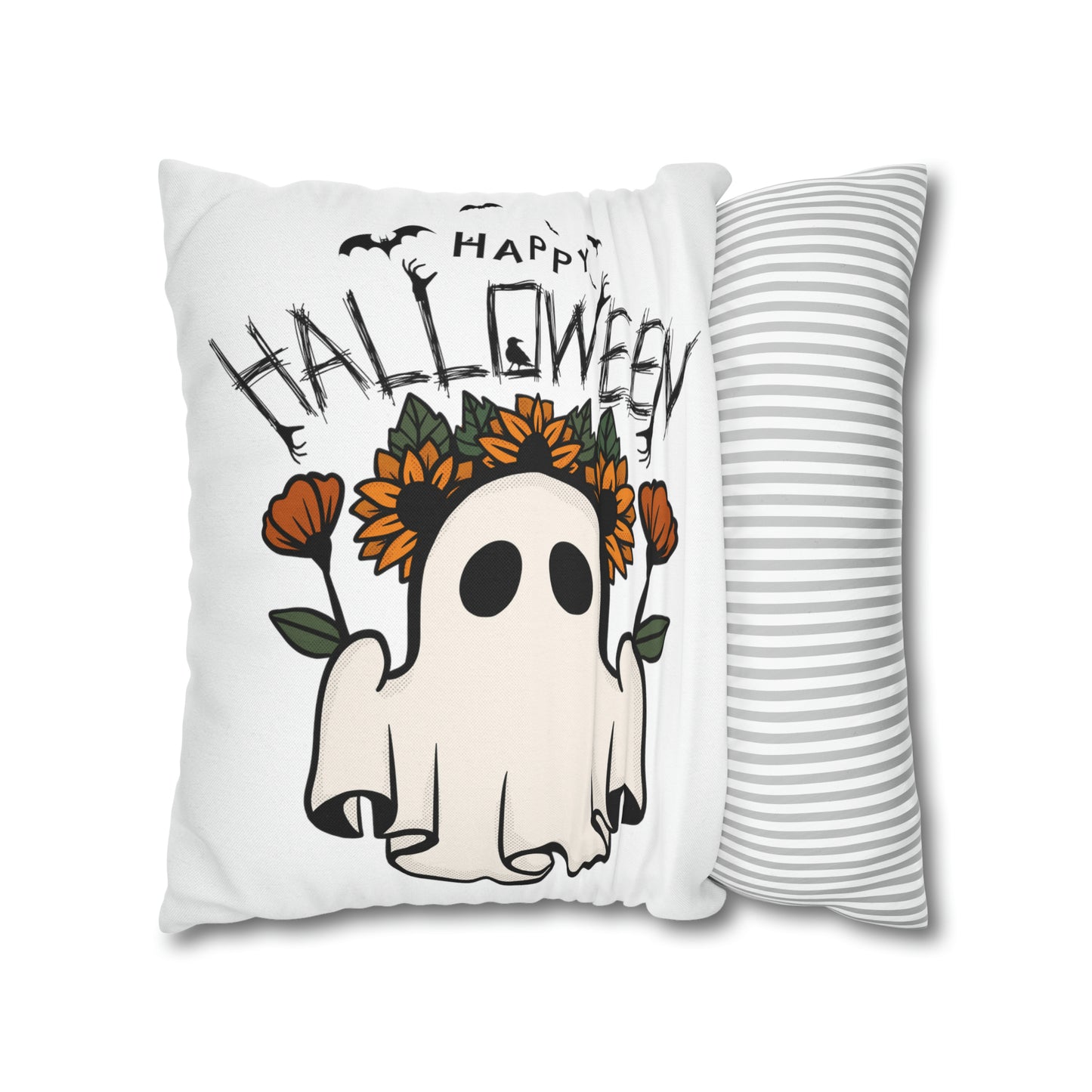 Spun Polyester Square Pillow Case - Halloween - Little Ghost - 01/03