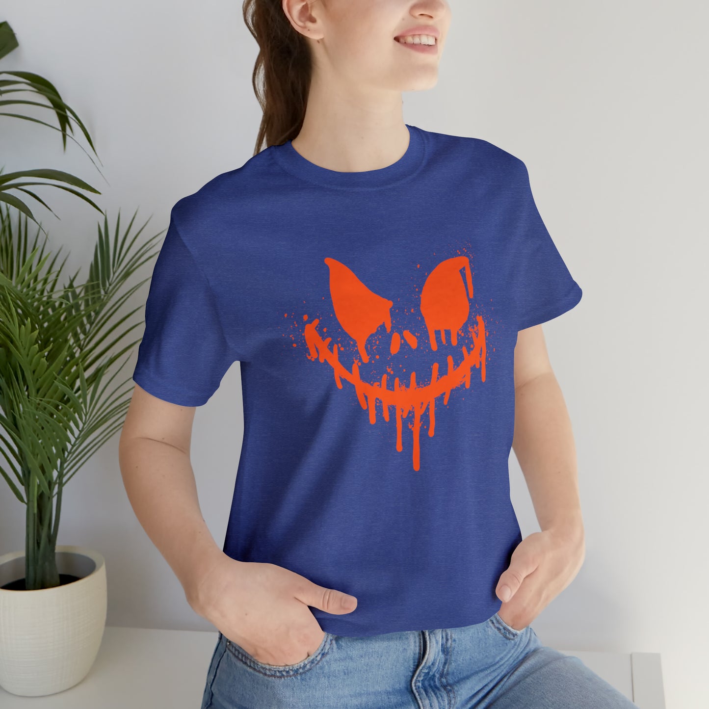 Camiseta de manga corta Unisex Jersey - Cara de terror de Halloween - 01
