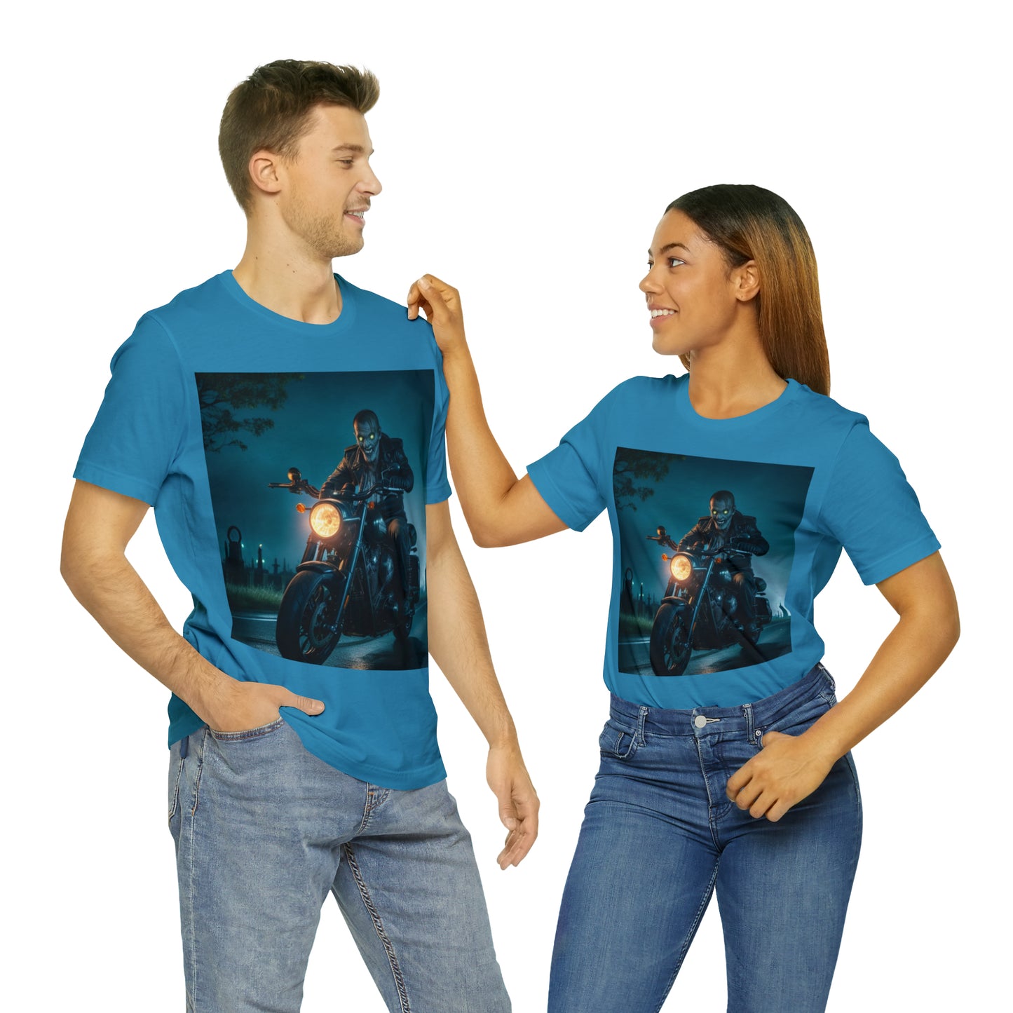 Camiseta de manga corta unisex Jersey - Halloween Motociclista AI - 03