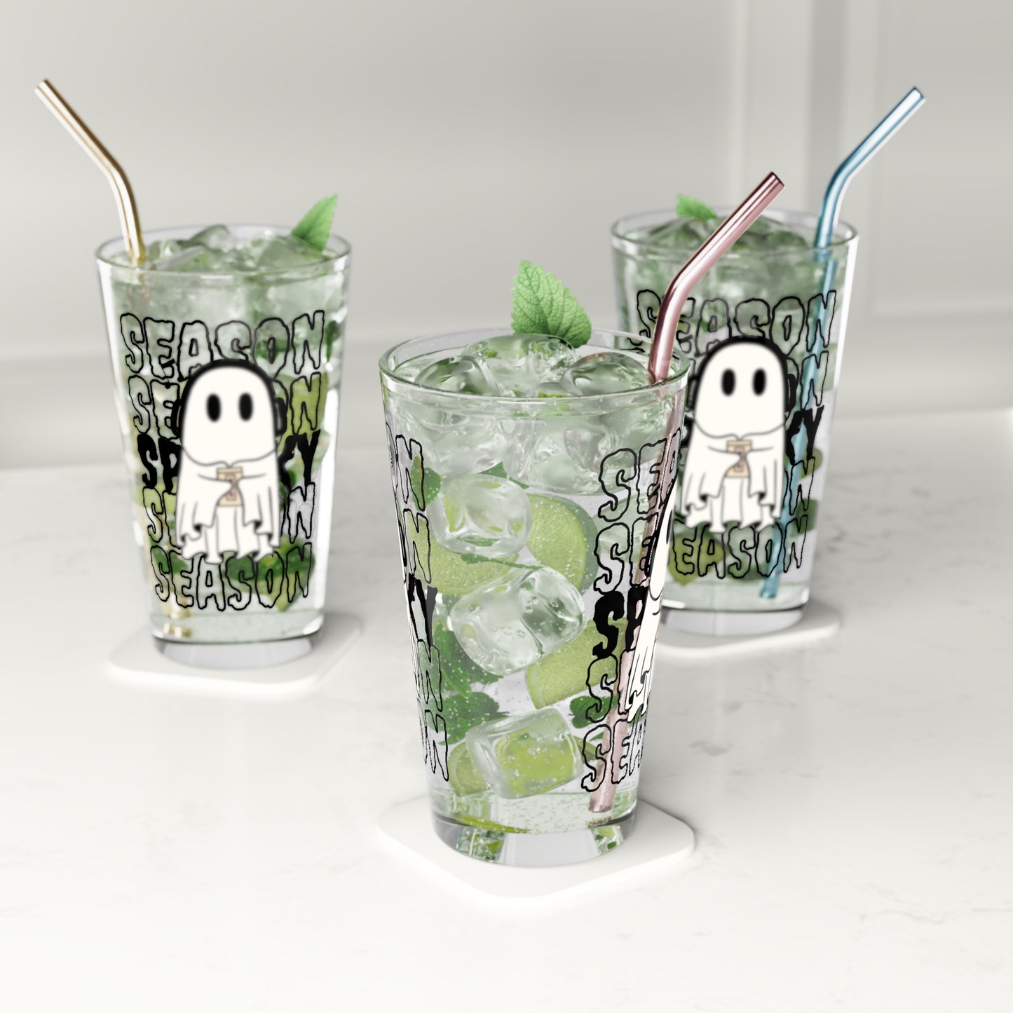Vaso de pinta, 16 oz - Halloween - Pequeño fantasma - 16