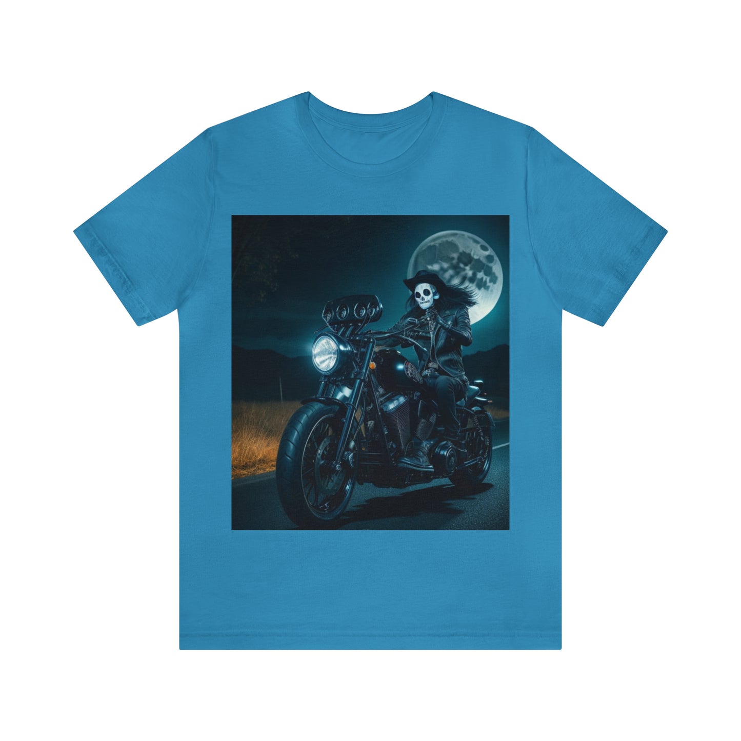 Unisex Jersey Short Sleeve Tee - Halloween Motorcyclist AI - 01