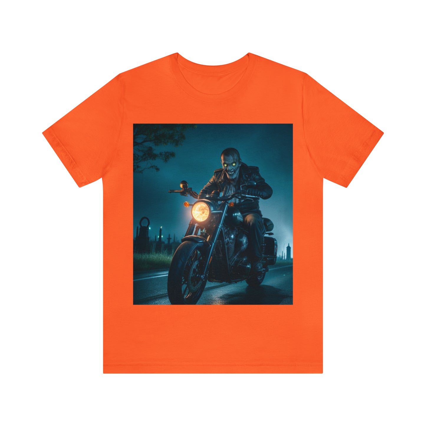 Unisex Jersey Short Sleeve Tee - Halloween Motorcyclist AI - 03