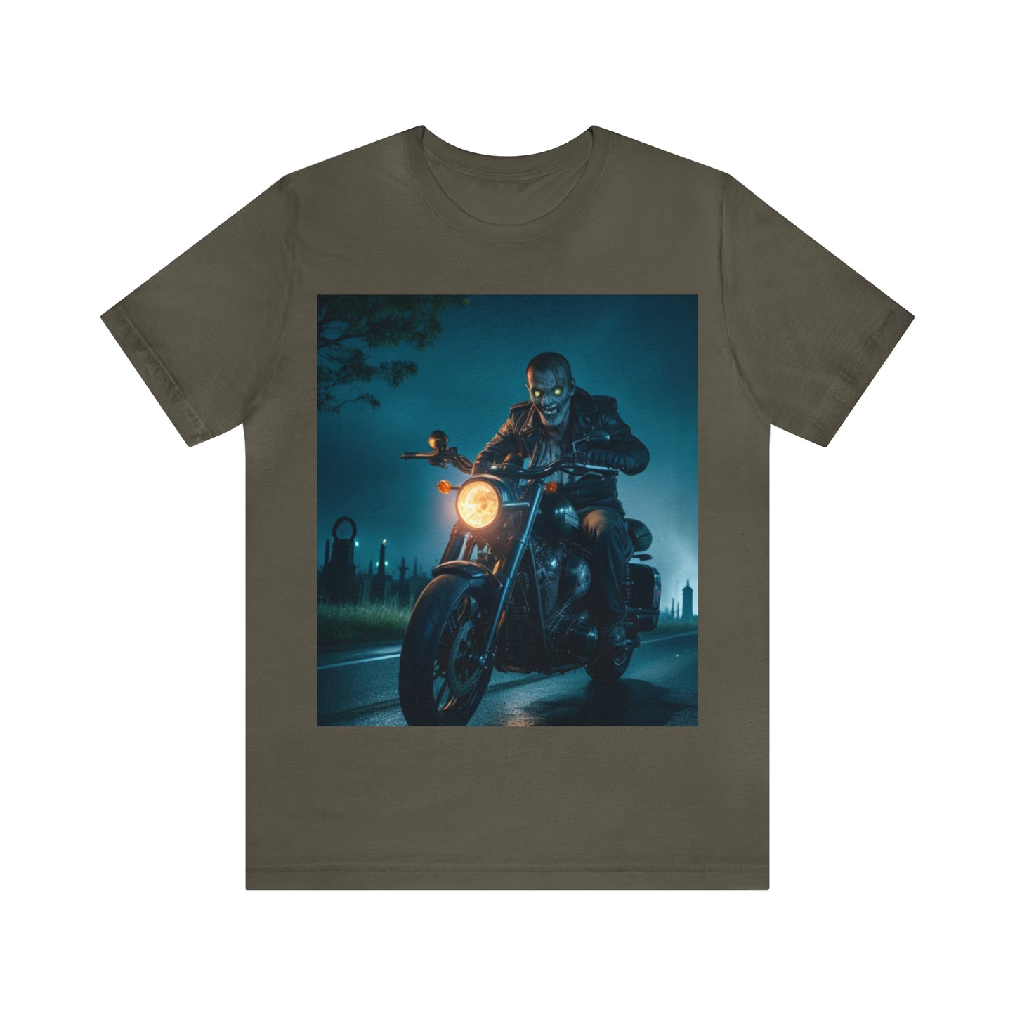 Camiseta de manga corta unisex Jersey - Halloween Motociclista AI - 03