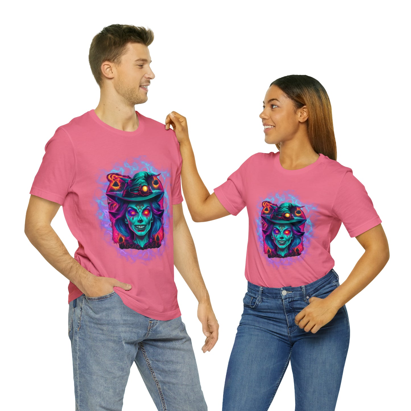 Camiseta de manga corta unisex Jersey - Calaveras de brujas de Halloween - 02