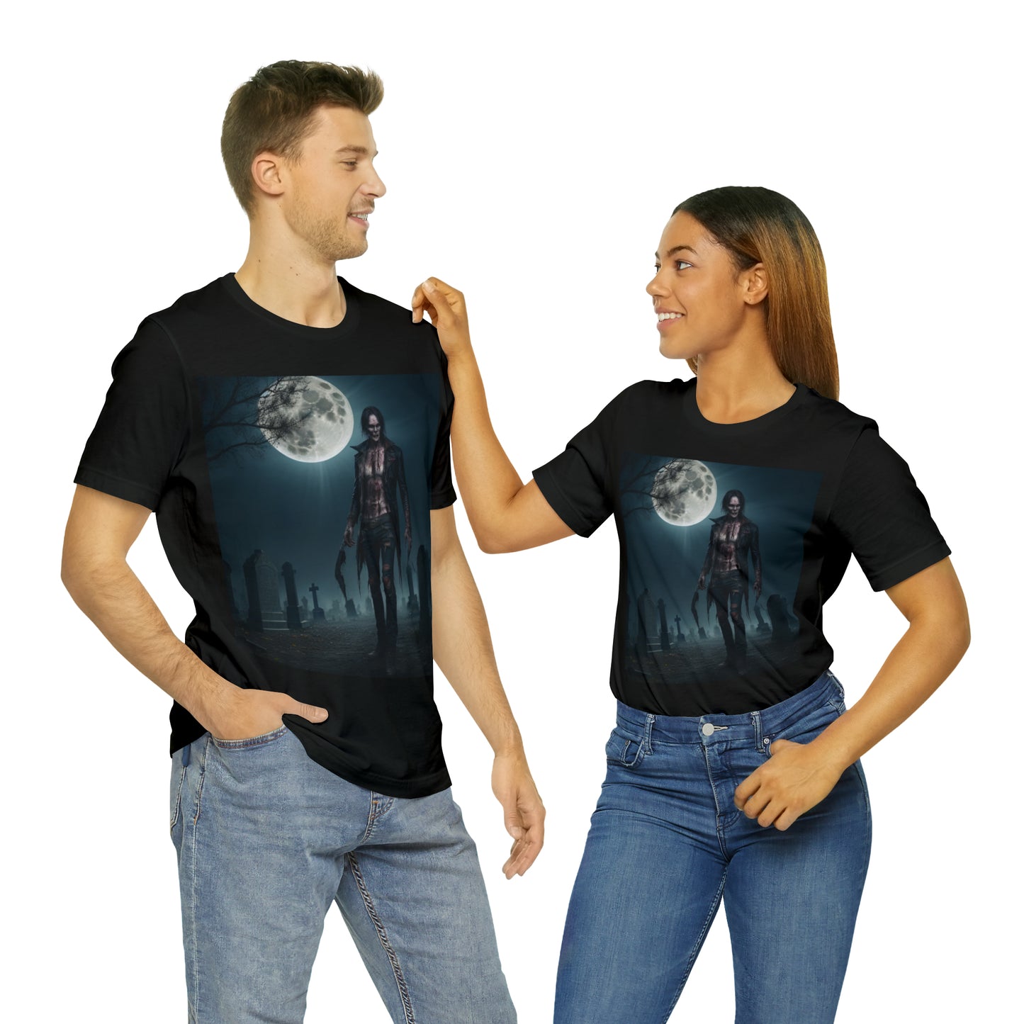 Unisex Jersey Short Sleeve Tee - Halloween Skeleton man AI - 04