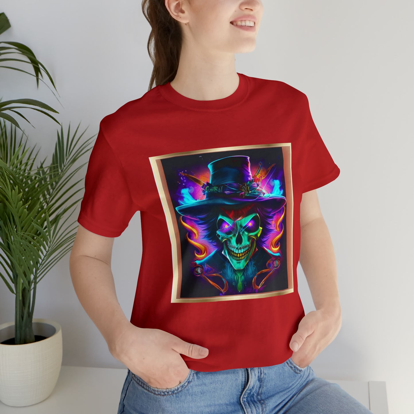 Camiseta de manga corta unisex Jersey - Calaveras de brujas de Halloween - 09