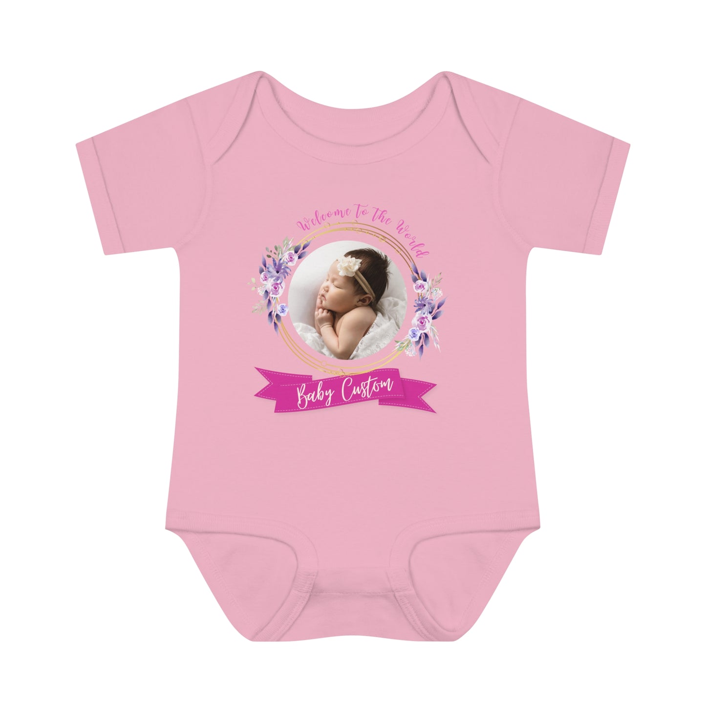 Infant Baby Rib Bodysuit - Welcome Baby - Custom - 01