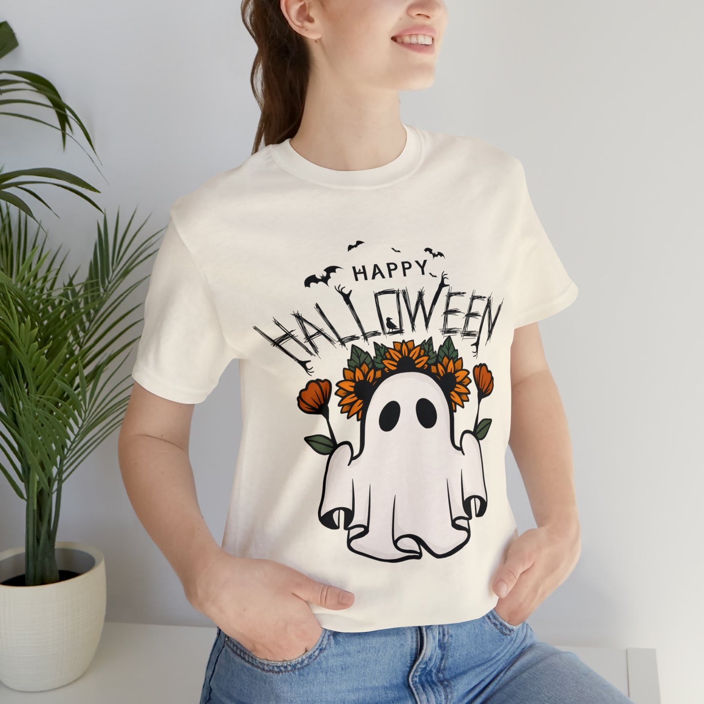 Tee-shirt à manches courtes en jersey unisexe - Halloween - Petit Fantôme - 03