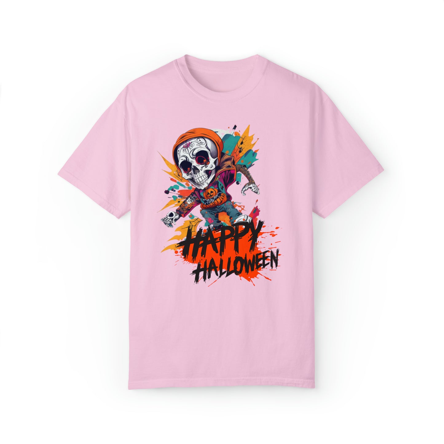 Camiseta unisex teñida en prenda - Halloween - Calavera joven