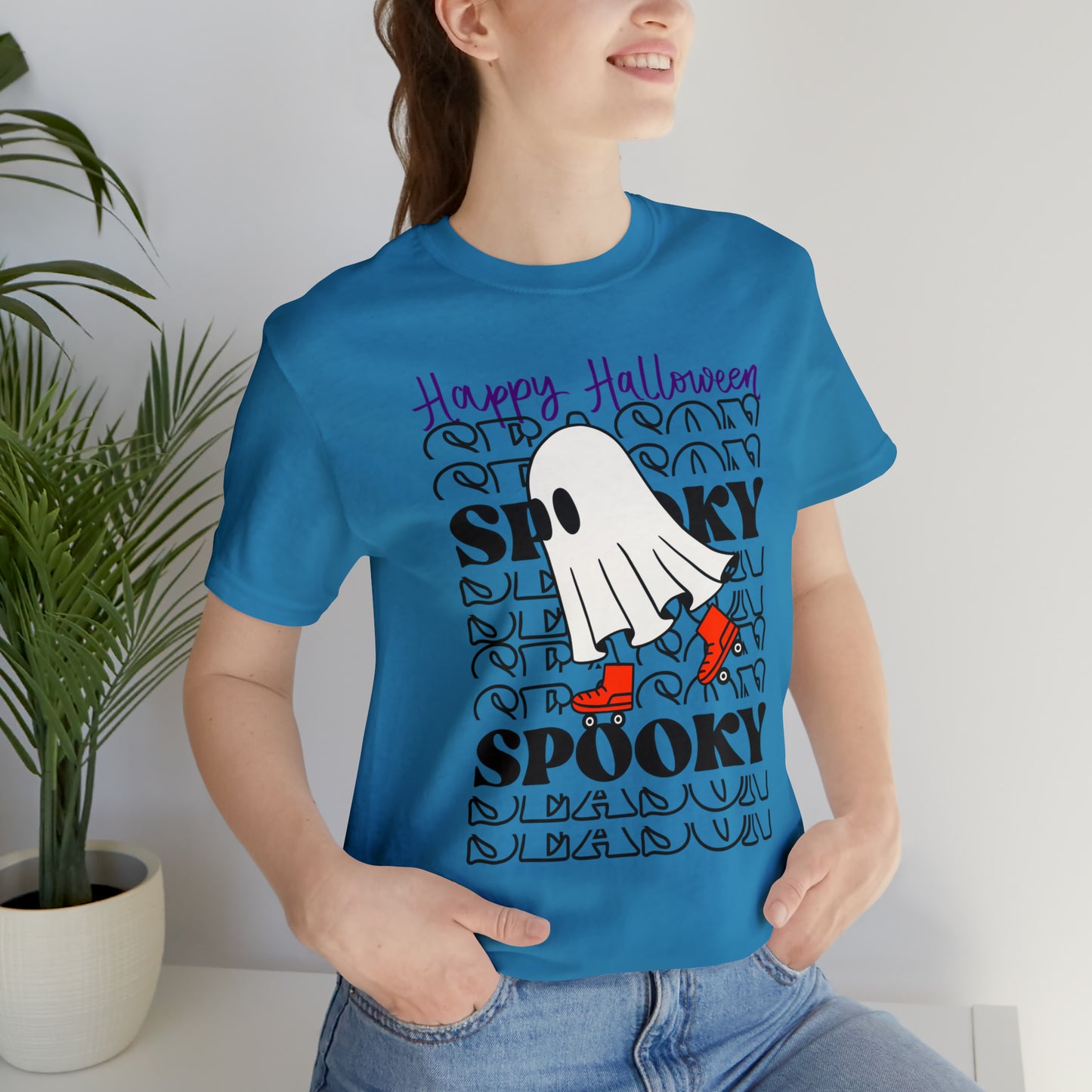Tee-shirt à manches courtes en jersey unisexe - Halloween - Petit Fantôme - 10