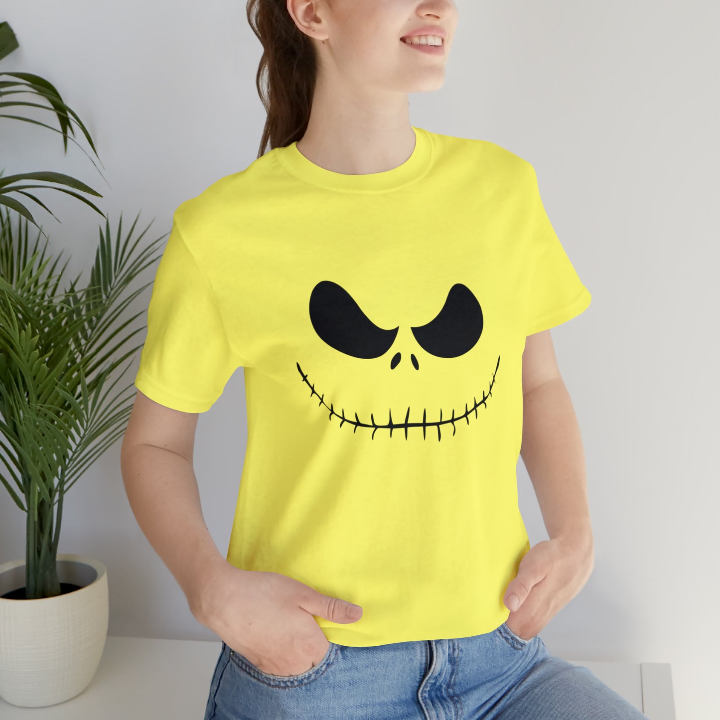 Camiseta de manga corta Unisex Jersey - Cara de terror de Halloween - 02