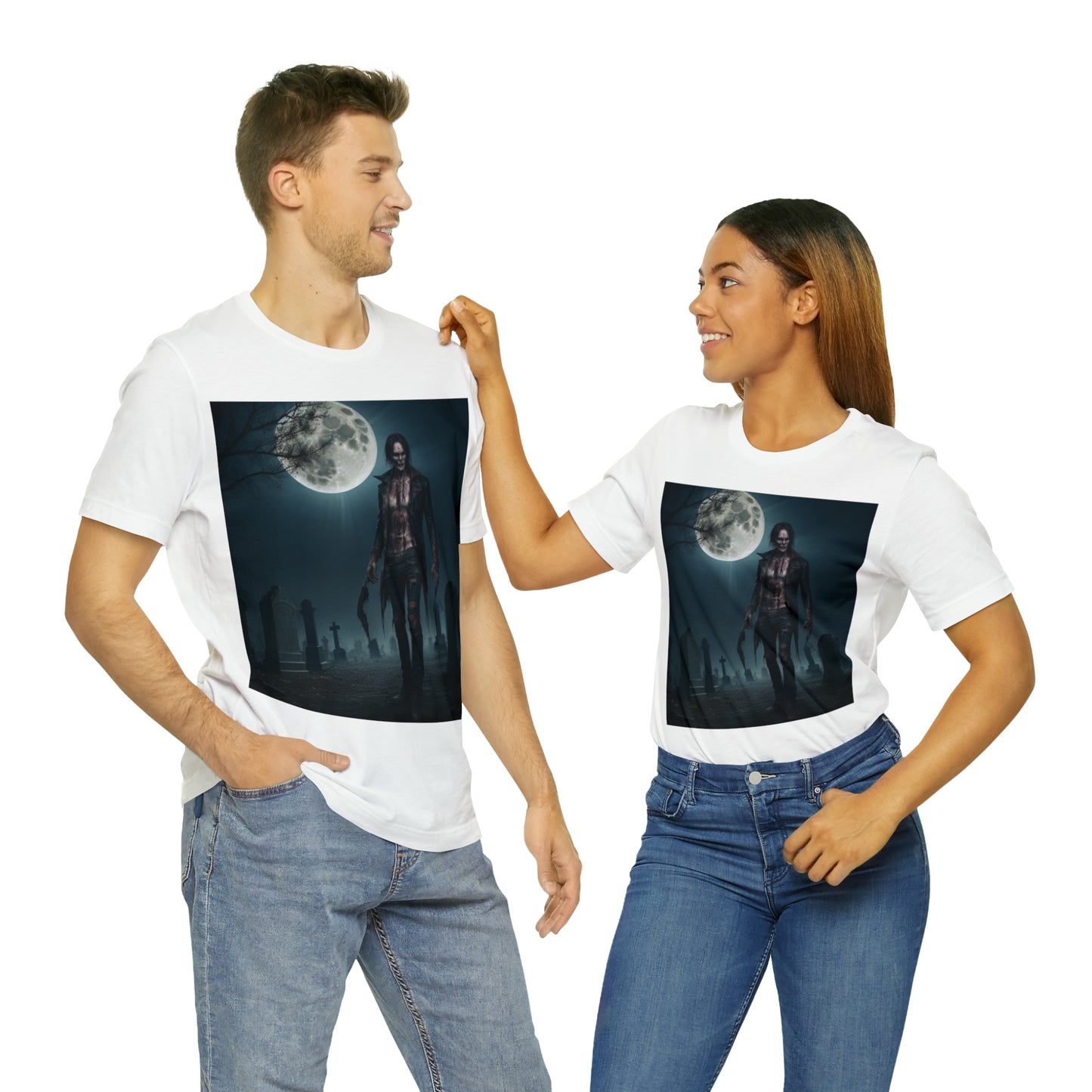 Unisex Jersey Short Sleeve Tee - Halloween Skeleton man AI - 04