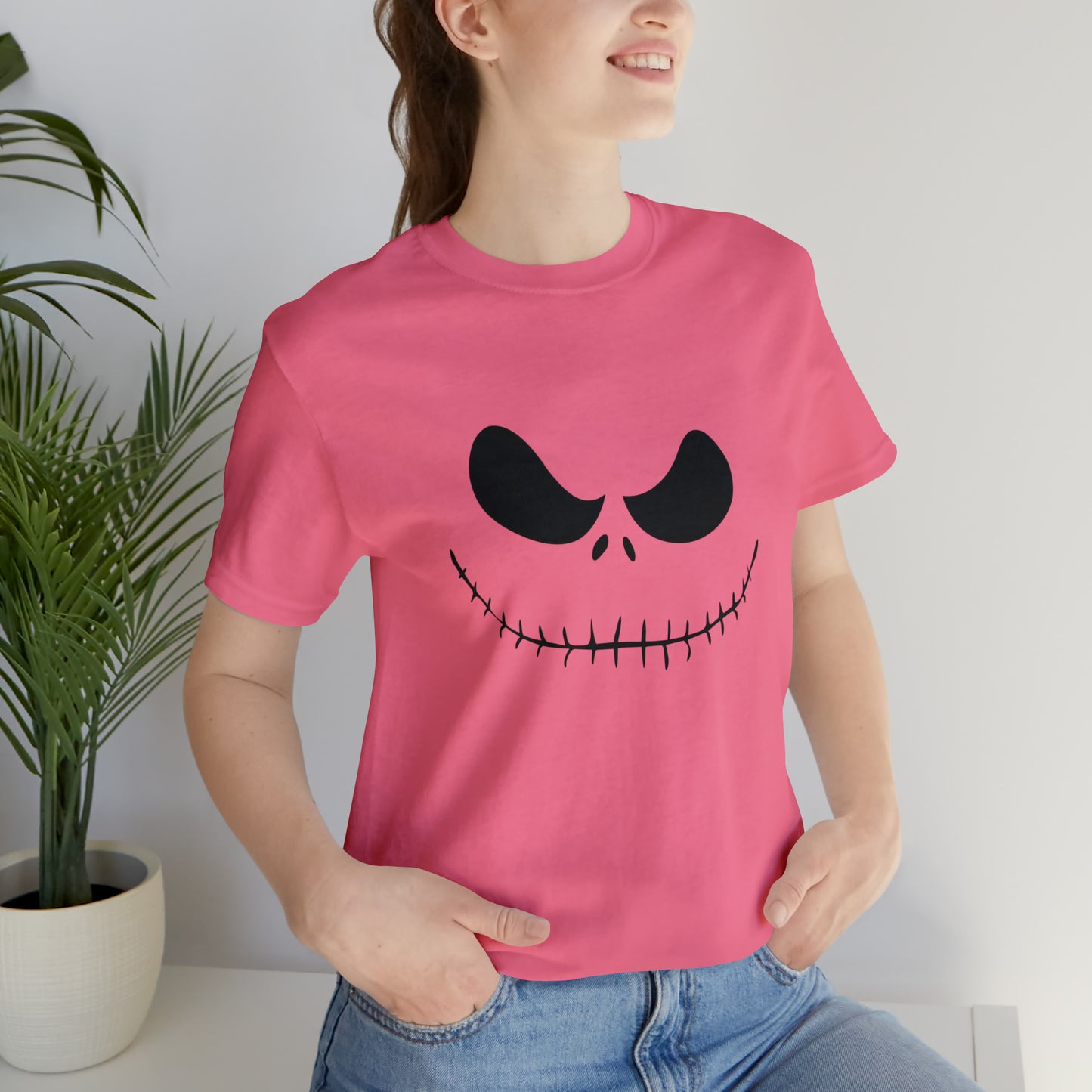 Camiseta de manga corta Unisex Jersey - Cara de terror de Halloween - 02