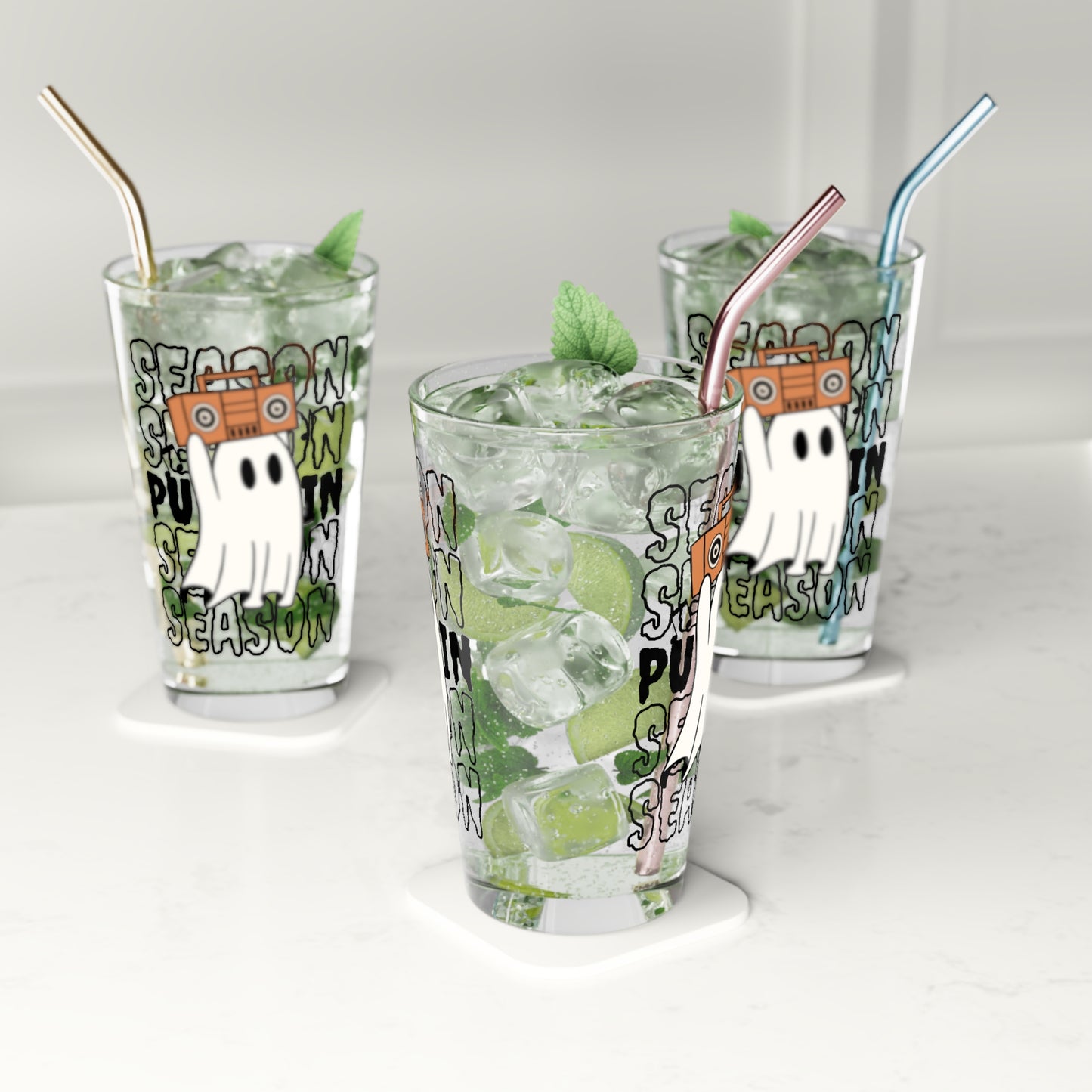 Vaso de pinta, 16 oz - Halloween - Pequeño fantasma - 15