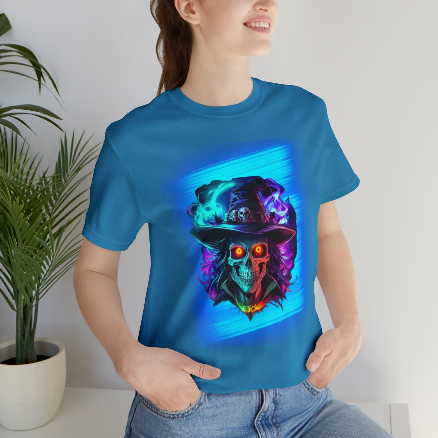 Camiseta de manga corta unisex Jersey - Calaveras de brujas de Halloween - 08