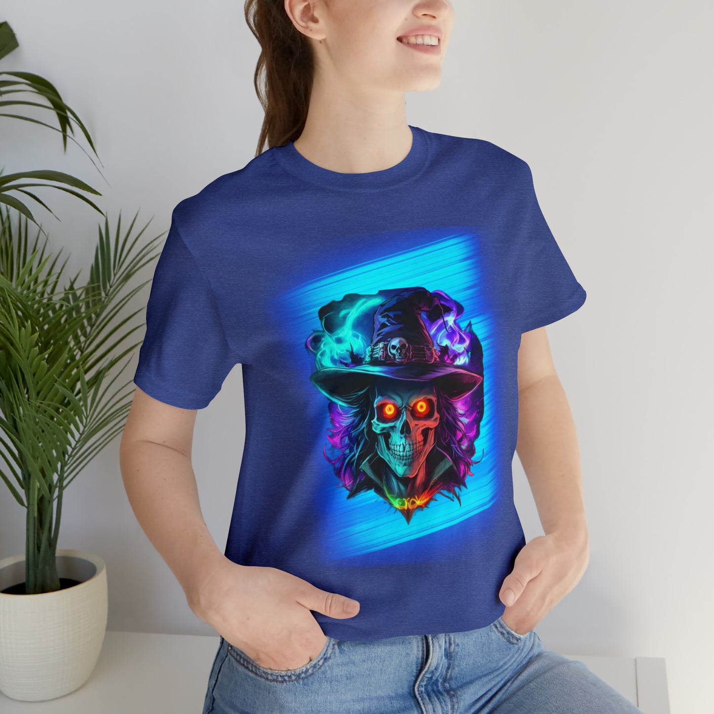 Camiseta de manga corta unisex Jersey - Calaveras de brujas de Halloween - 08