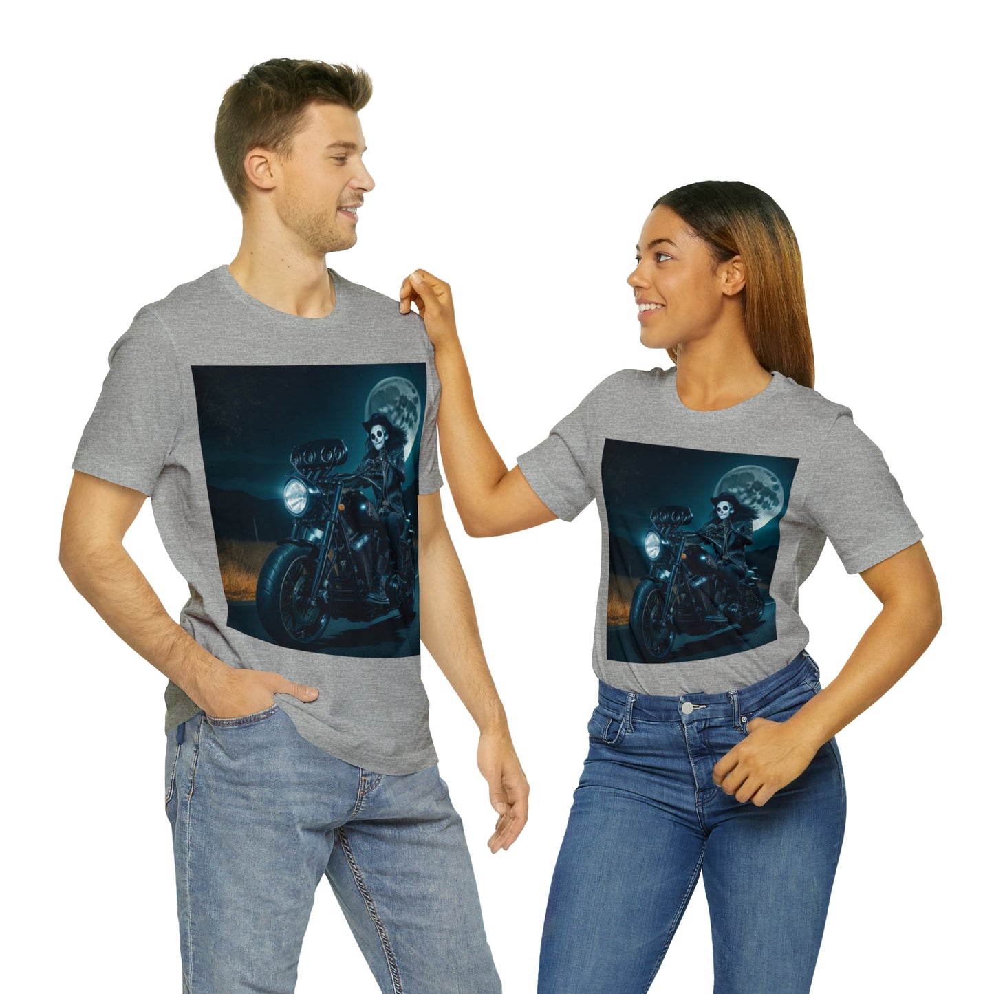 Camiseta de manga corta Unisex Jersey - Motociclista de Halloween AI - 01