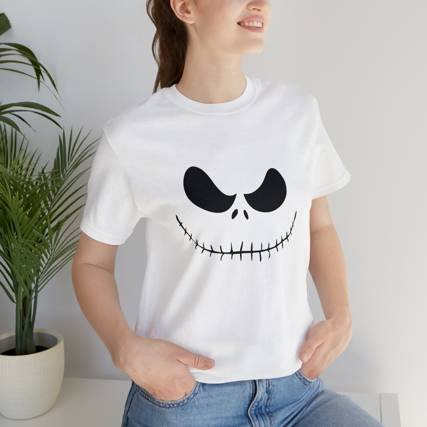 Camiseta de manga corta Unisex Jersey - Cara de terror de Halloween - 02