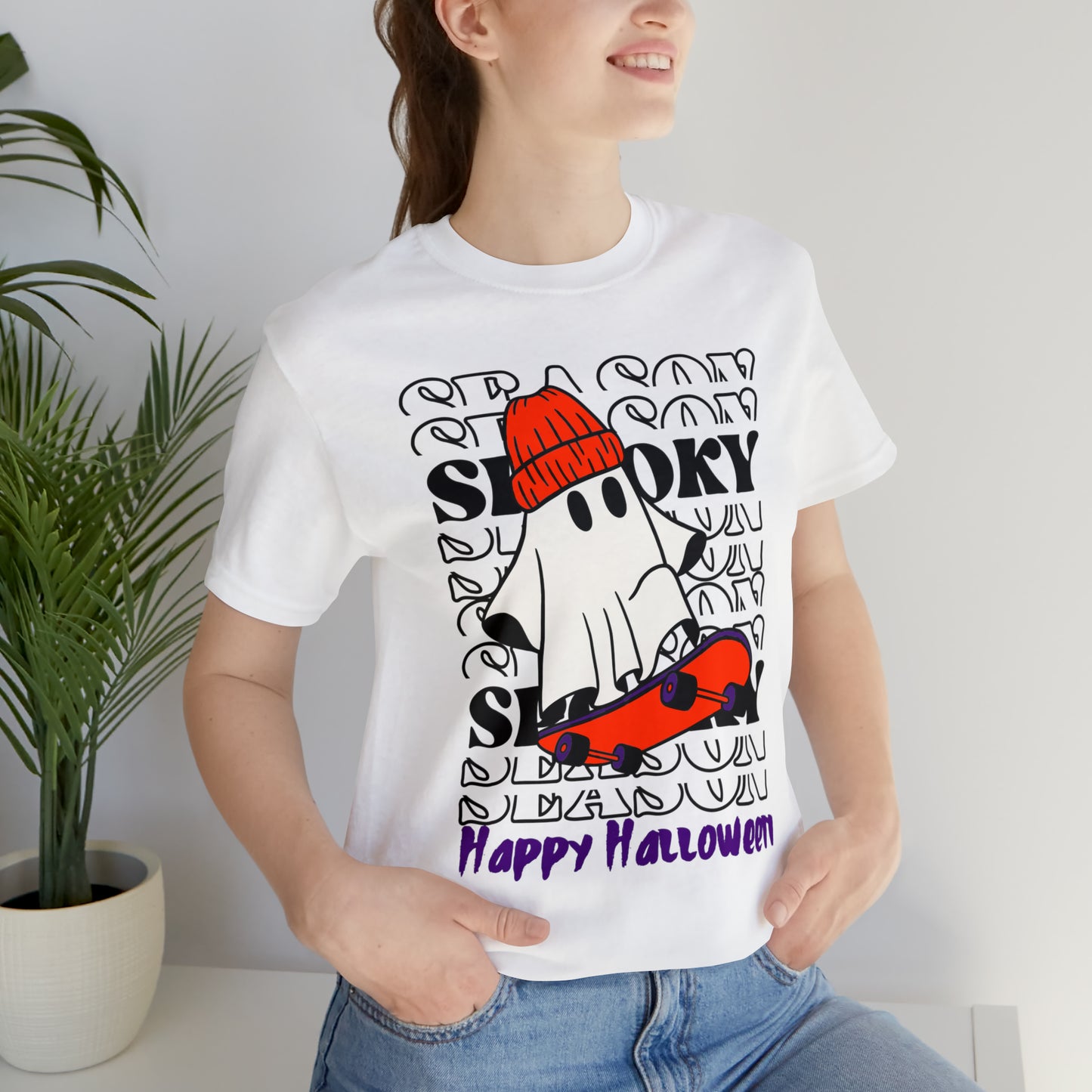 Camiseta de manga corta de jersey unisex - Halloween - Pequeño fantasma - 02