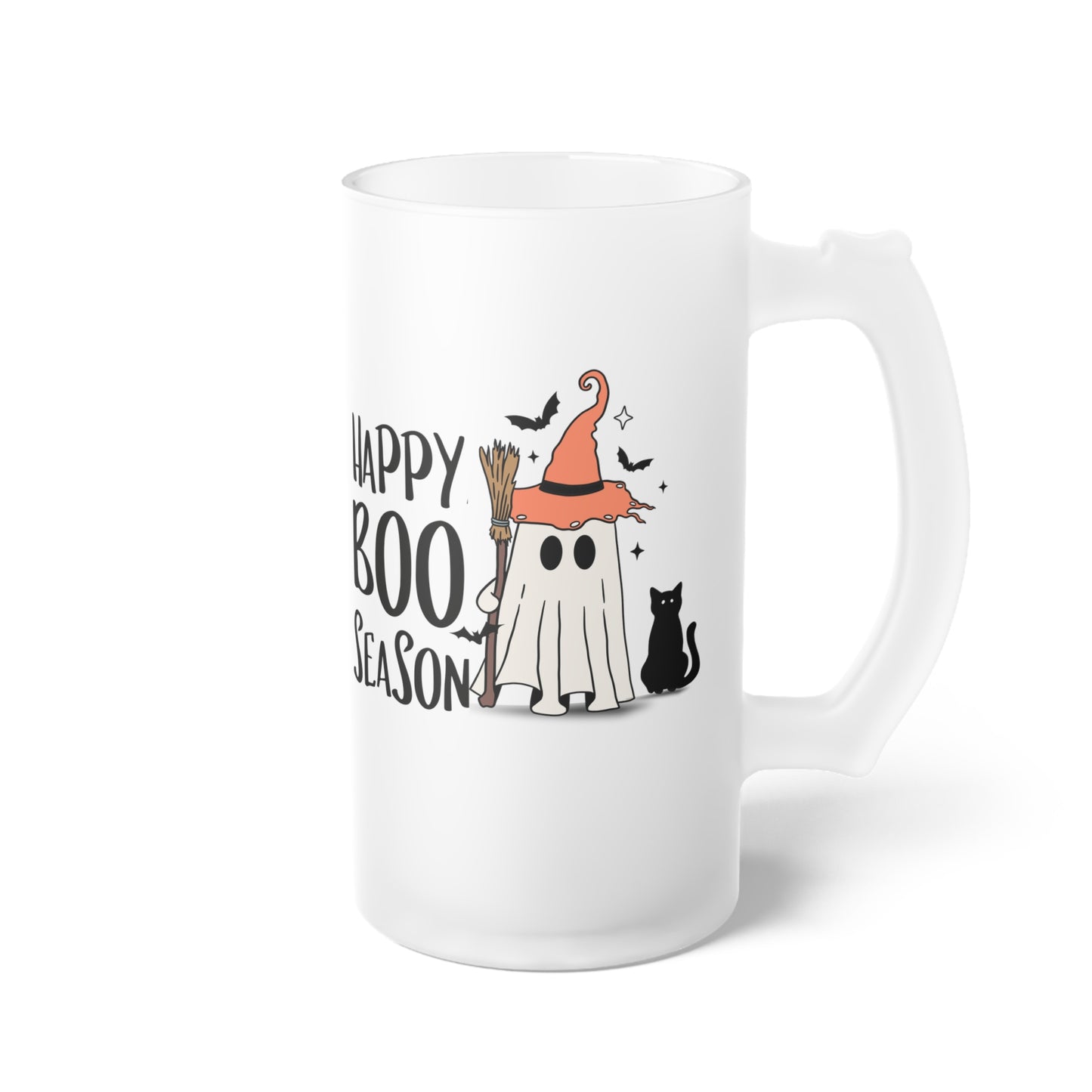Jarra de Cerveza de Vidrio Esmerilado - Halloween - Pequeño Fantasma - 22