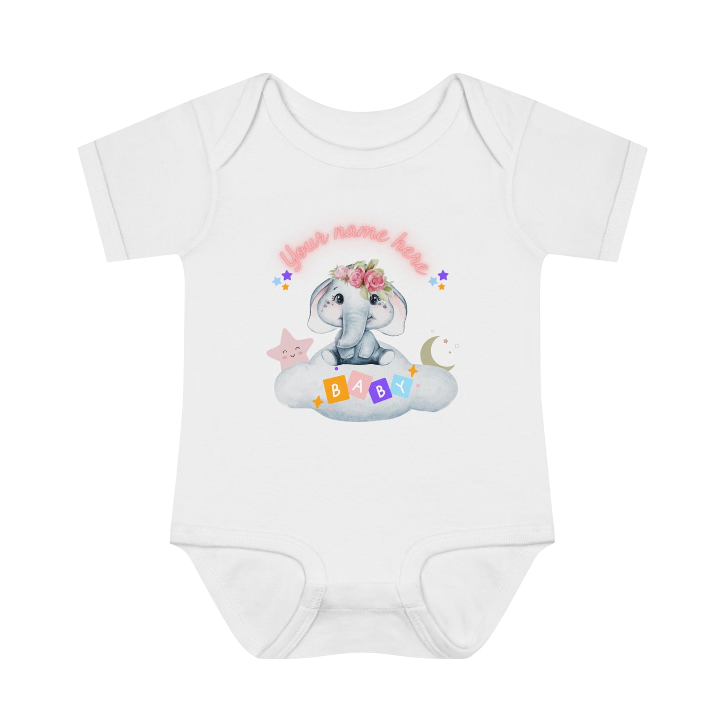 Infant Baby Rib Bodysuit - Baby elephant - Custom - 03