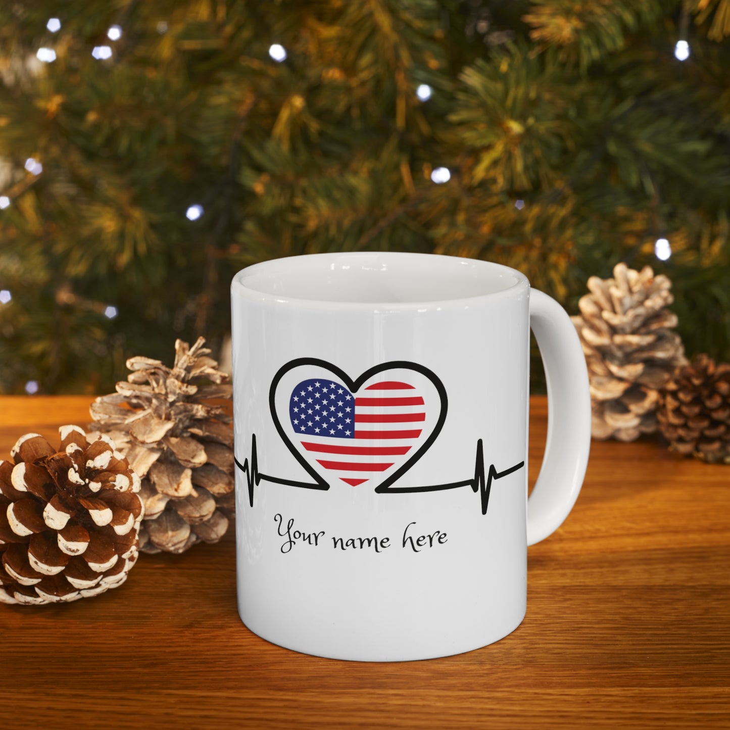Taza de cerámica 11 oz - Personalizada - Bandera de Estados Unidos