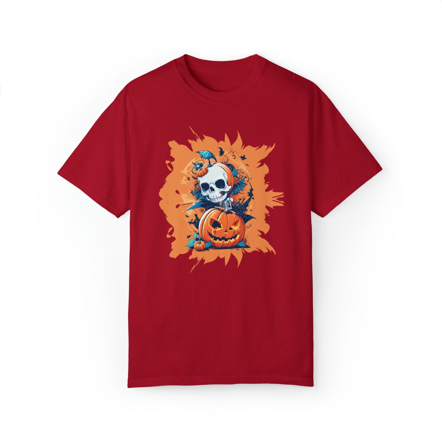 Unisex Garment-Dyed T-shirt - Halloween -  Skull and pumpkins