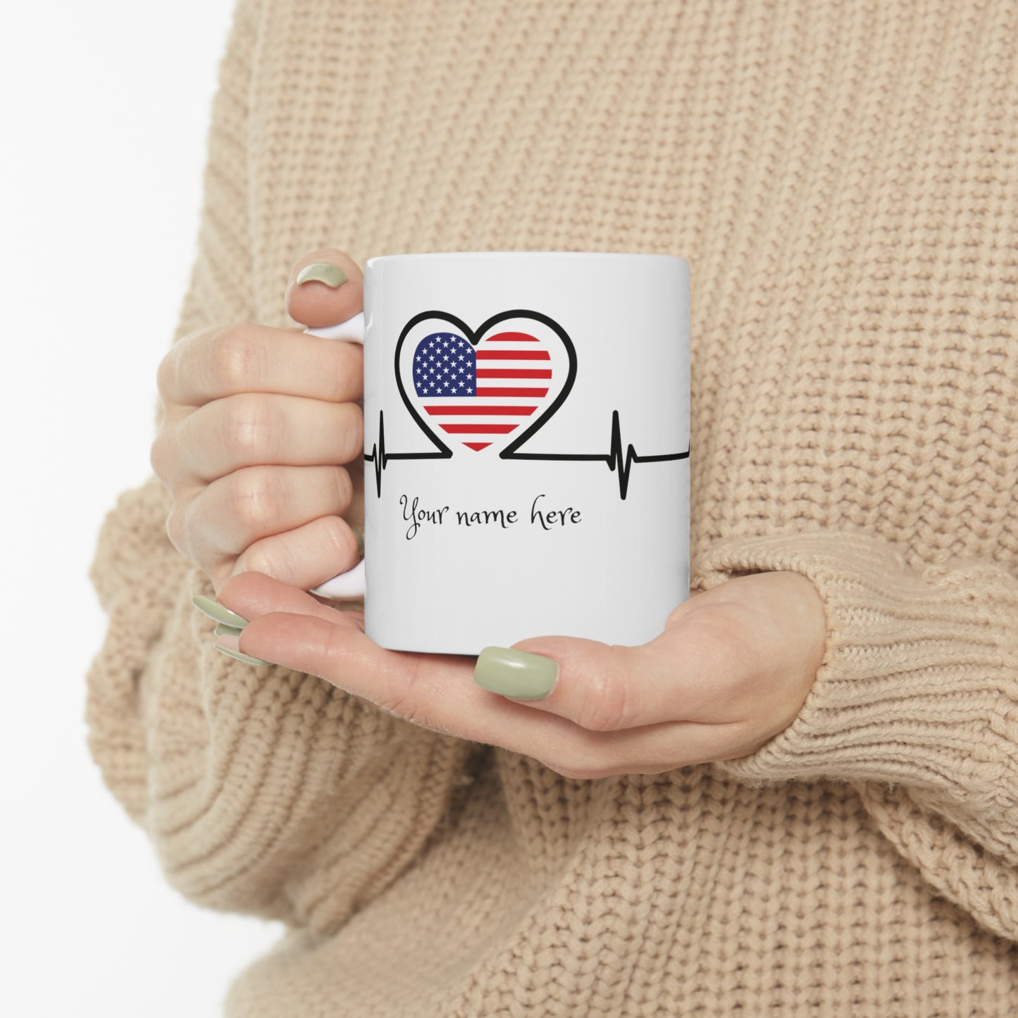 Taza de cerámica 11 oz - Personalizada - Bandera de Estados Unidos