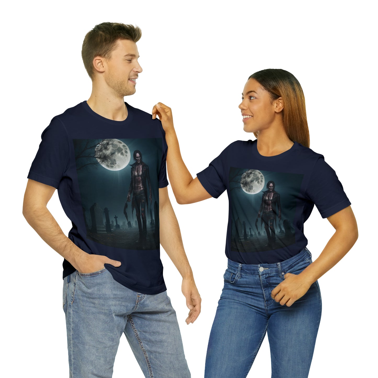 Camiseta de manga corta Unisex Jersey - Halloween Skeleton man AI - 04