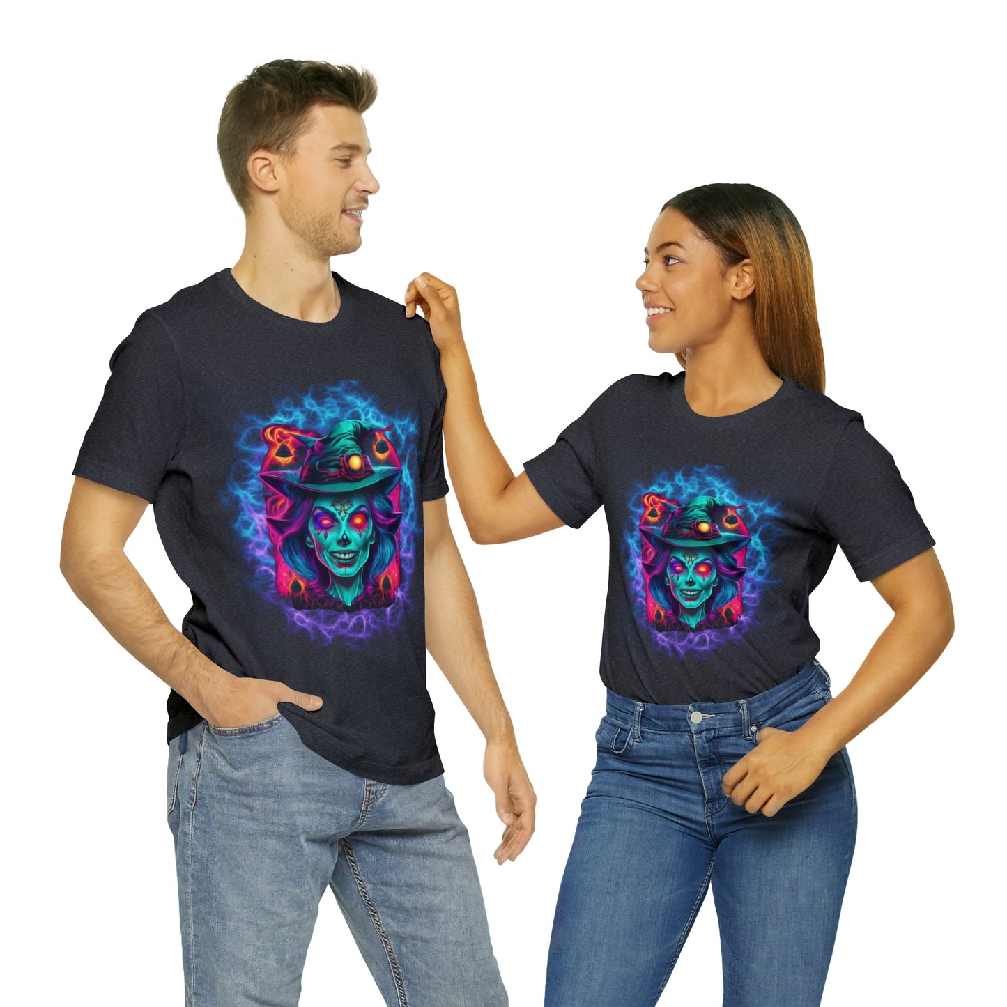 Camiseta de manga corta unisex Jersey - Calaveras de brujas de Halloween - 02