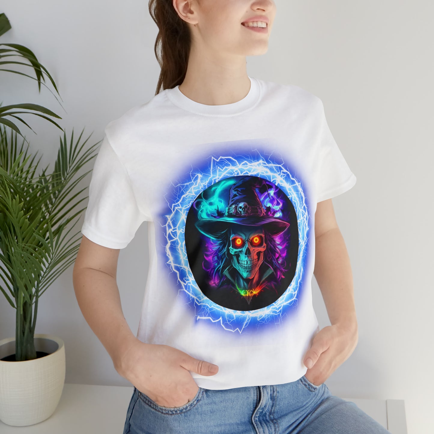 Camiseta de manga corta unisex Jersey - Calaveras de brujas de Halloween - 06