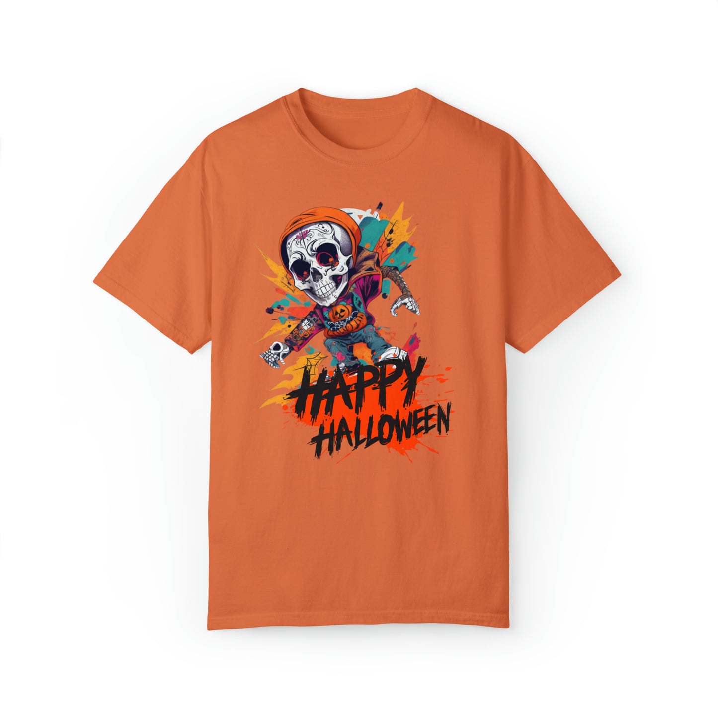 Camiseta unisex teñida en prenda - Halloween - Calavera joven