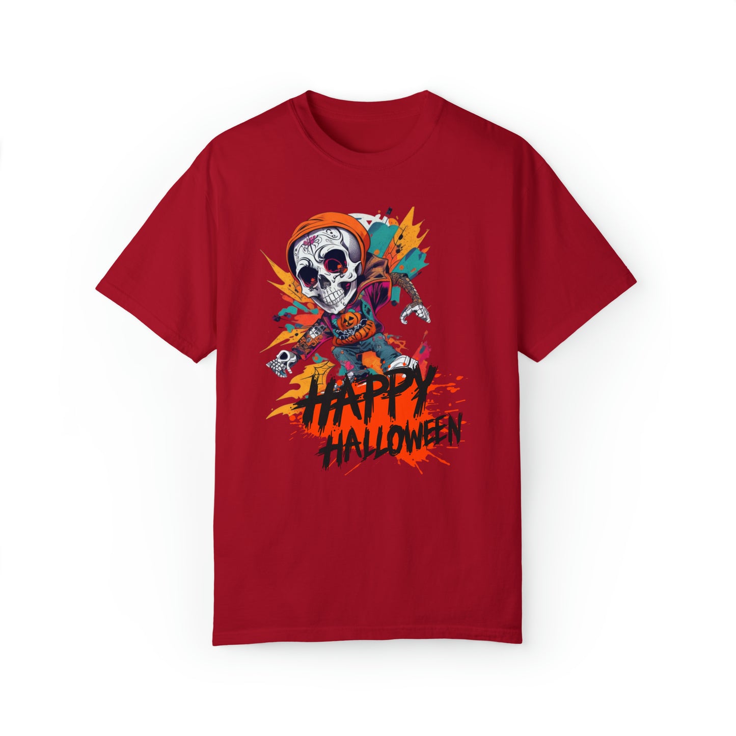 Camiseta unisex teñida en prenda - Halloween - Calavera joven