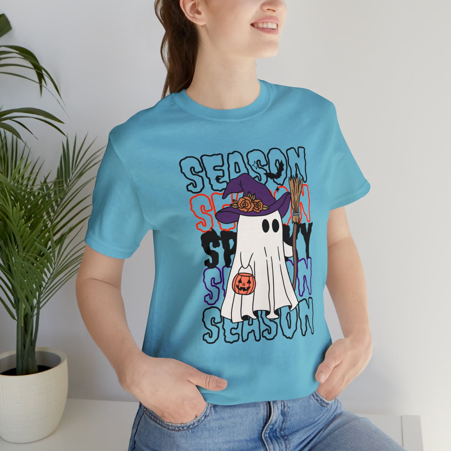 Camiseta de manga corta de jersey unisex - Halloween - Pequeño fantasma - 13