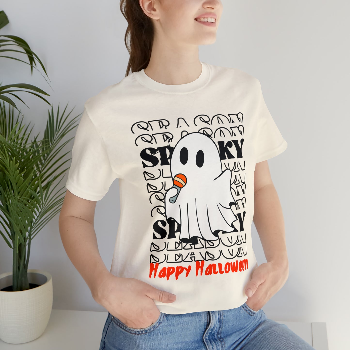 Camiseta de manga corta de jersey unisex - Halloween - Pequeño fantasma - 06