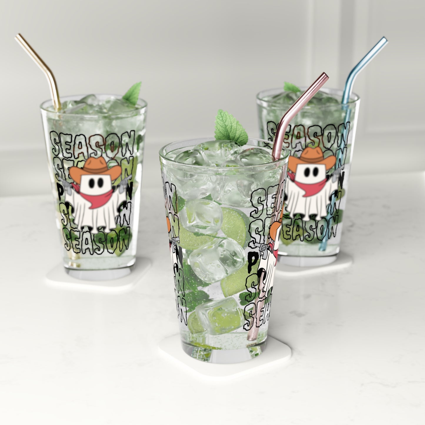 Vaso de pinta, 16 oz - Halloween - Pequeño fantasma - 17