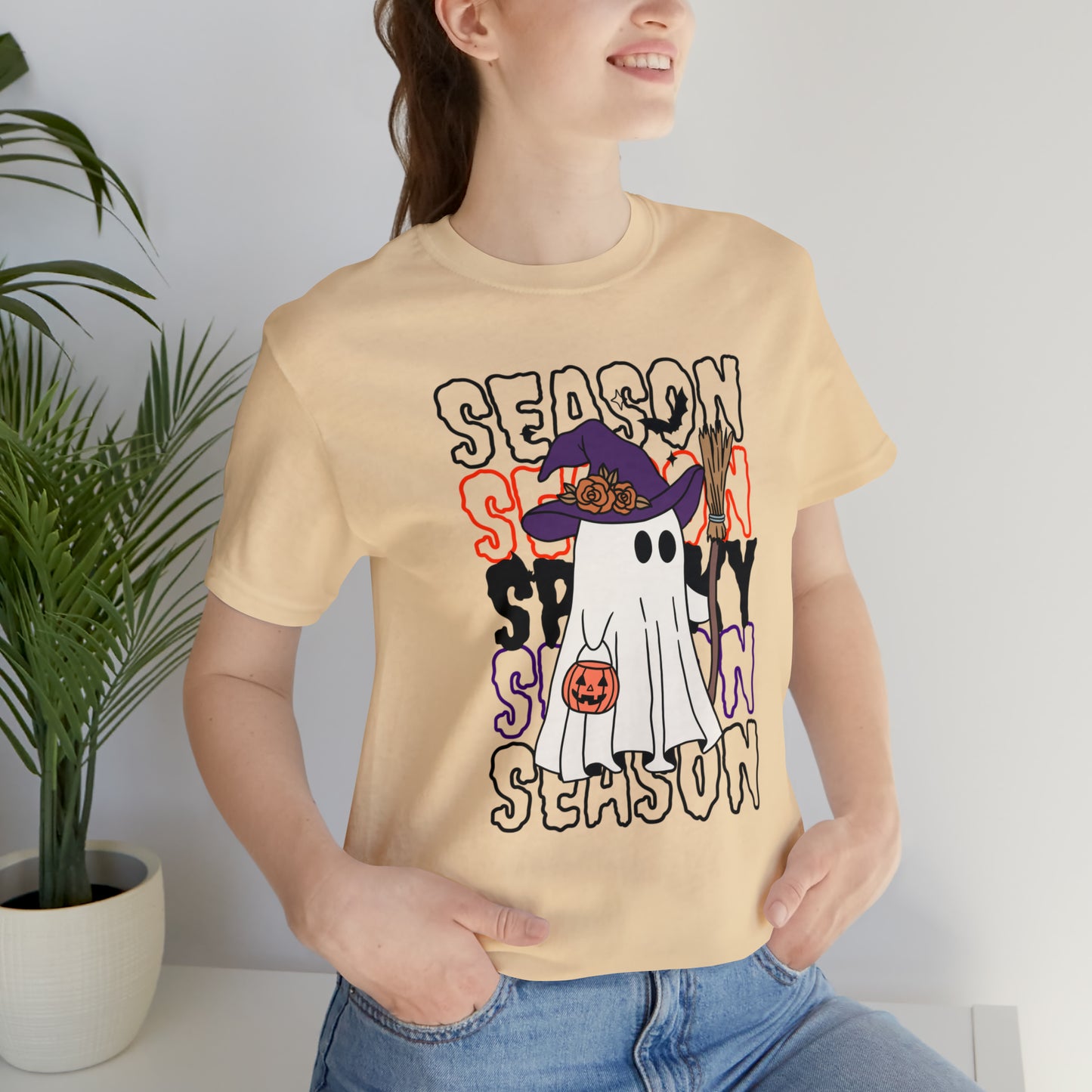 Camiseta de manga corta de jersey unisex - Halloween - Pequeño fantasma - 13